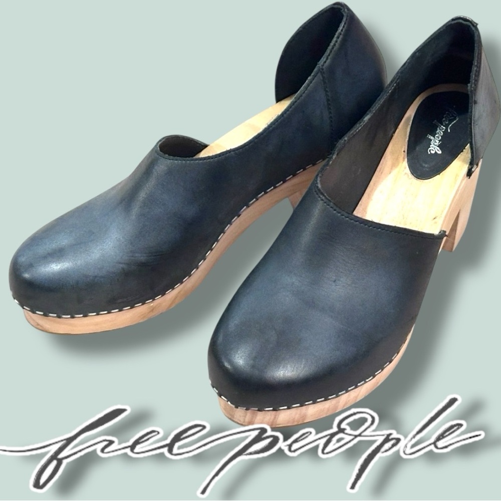 ⭐️HP⭐️EUC Free People Monroe Closed Toe Clog in Deep Grey/Blue. Size 38 - Picture 2 of 13